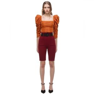 Self-Portrait Cinnamon Taffeta Top
